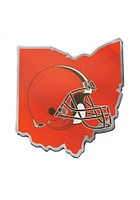 Cleveland Browns Monochrome Helmet Metallic State Shape Car Emblem - Orange