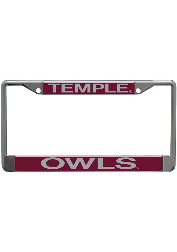 Temple Owls Silver Chrome Graphic License Plate Frame - Silver