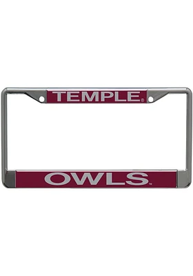 Temple Owls Silver Chrome Graphic License Plate Frame - Silver