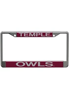 Temple Owls Silver Chrome Graphic License Plate Frame - Silver
