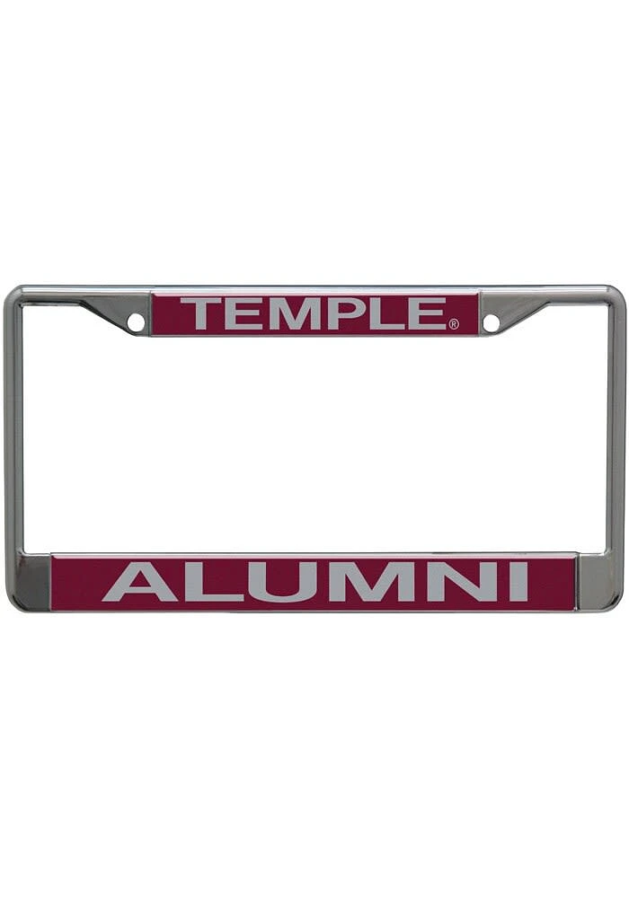 Temple Owls Silver Chrome License Plate Frame - Silver