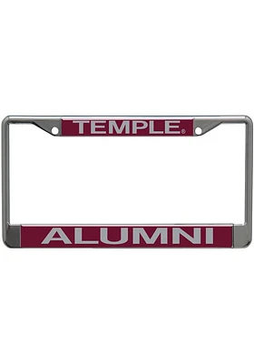 Temple Owls Silver Chrome License Plate Frame - Silver