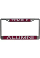 Temple Owls Silver Chrome License Plate Frame - Silver