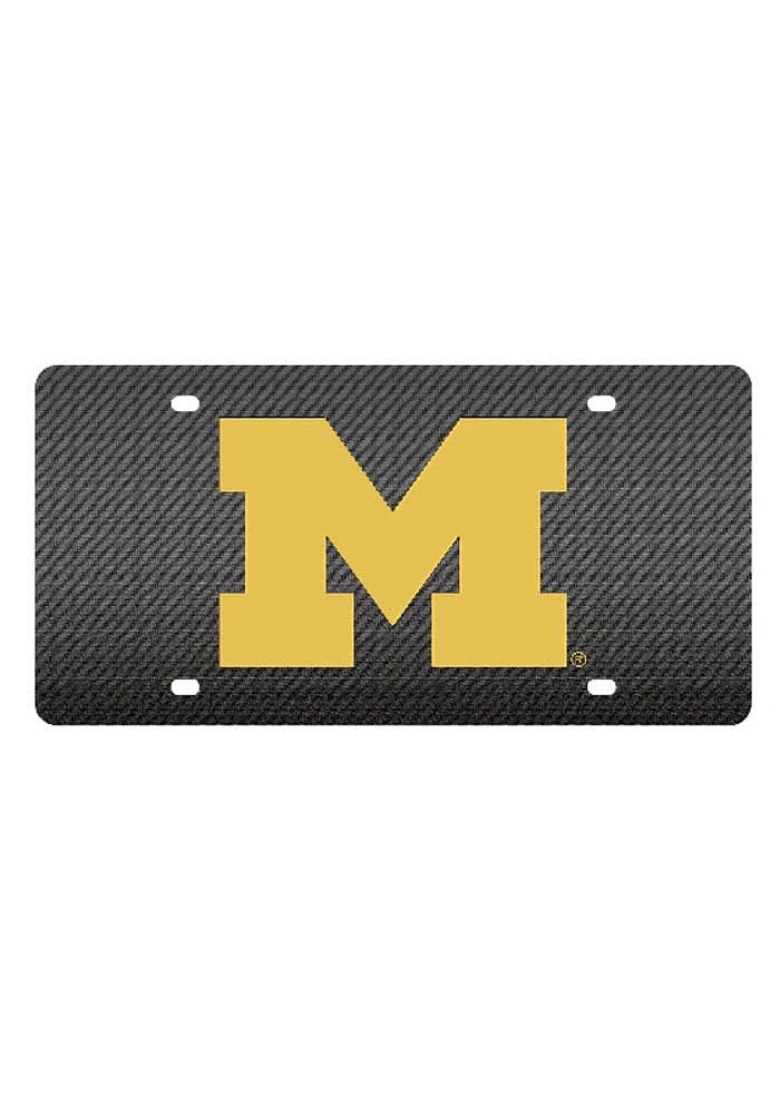 Michigan Wolverines Blue Carbon Fiber Car Accessory License Plate