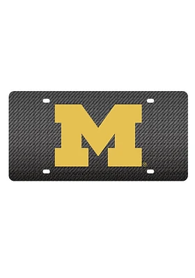 Michigan Wolverines Blue Carbon Fiber Car Accessory License Plate