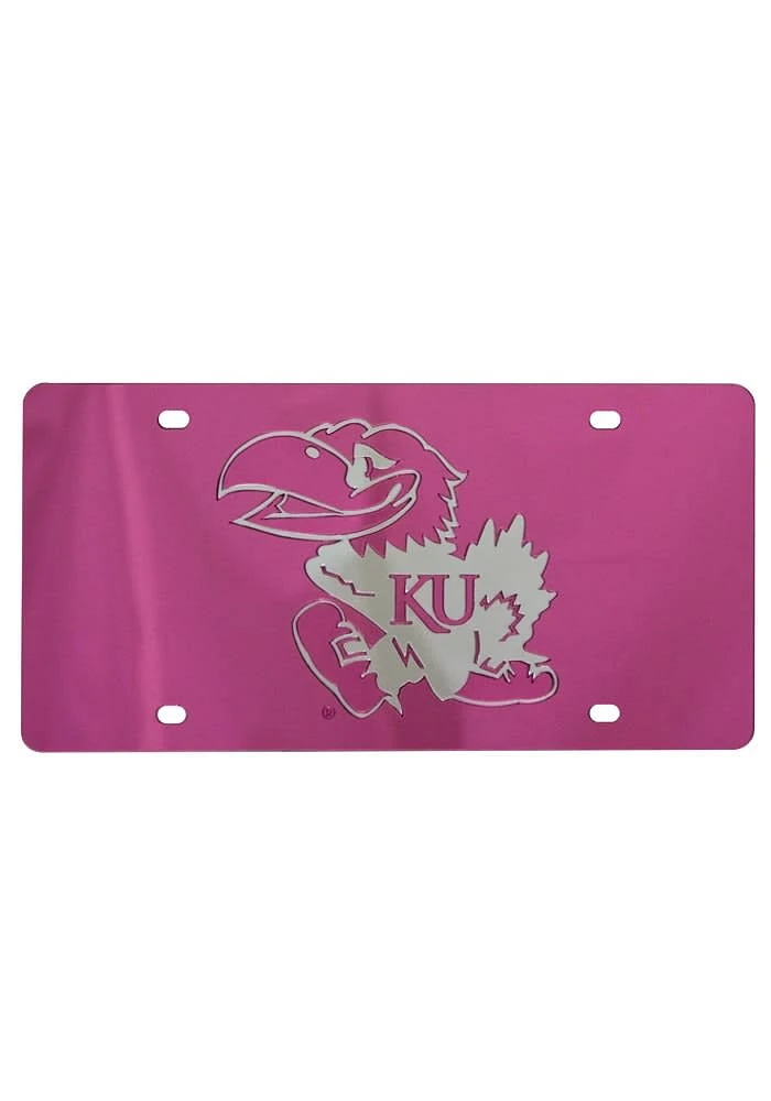 Kansas Jayhawks Pink Pink Jayhawk Car Accessory License Plate