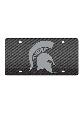 Michigan State Spartans Grey Carbon Fiber Car Accessory License Plate