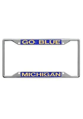 Michigan Wolverines Chrome Glitter License Plate Frame - Silver