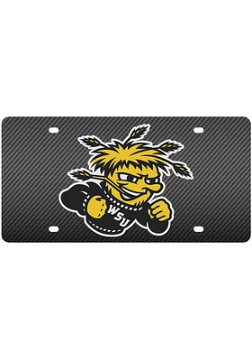Wichita State Shockers Black Carbon Fiber Car Accessory License Plate