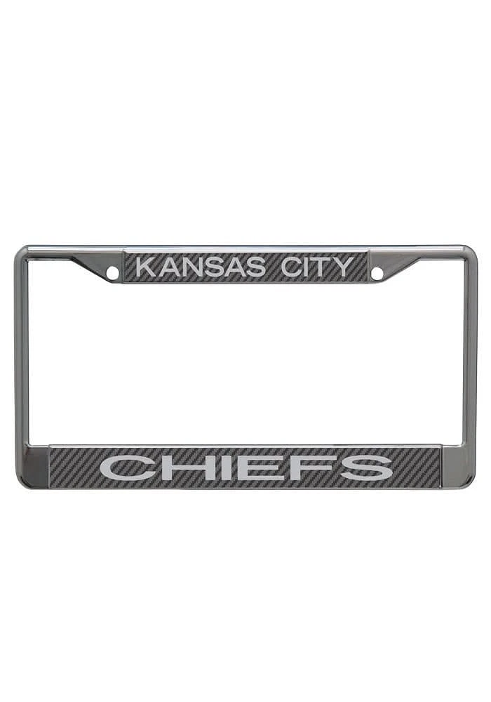 Kansas City Chiefs Team Name Carbon Fiber License Plate Frame - Black
