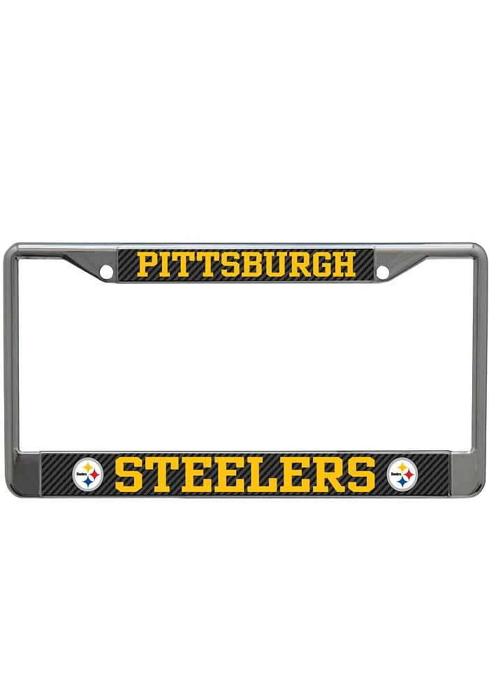 Pittsburgh Steelers Carbon Fiber License Plate Frame - Silver