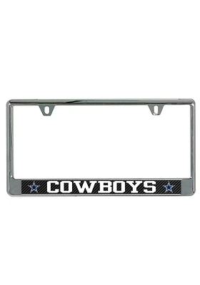 Dallas Cowboys Carbon Fiber License Plate Frame - Silver