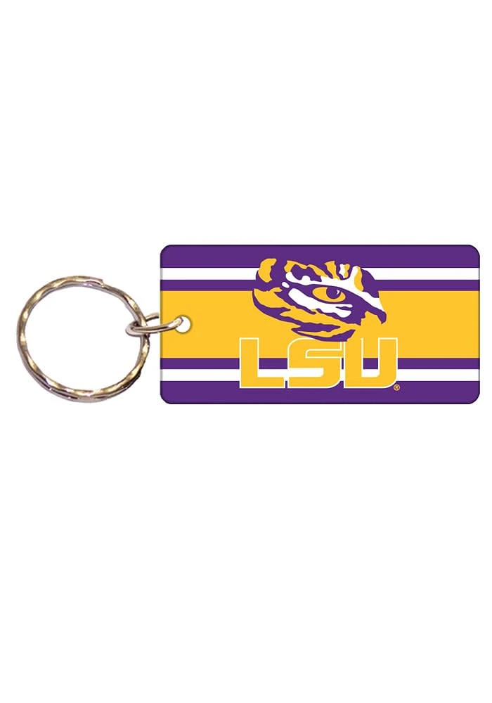 LSU Tigers Striped Style Keychain - Purple