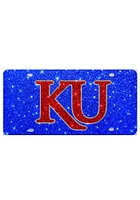 Kansas Jayhawks Blue Red KU Glitter Car Accessory License Plate