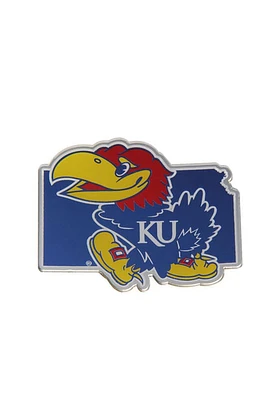 Kansas Jayhawks State Shaped Car Emblem - Blue