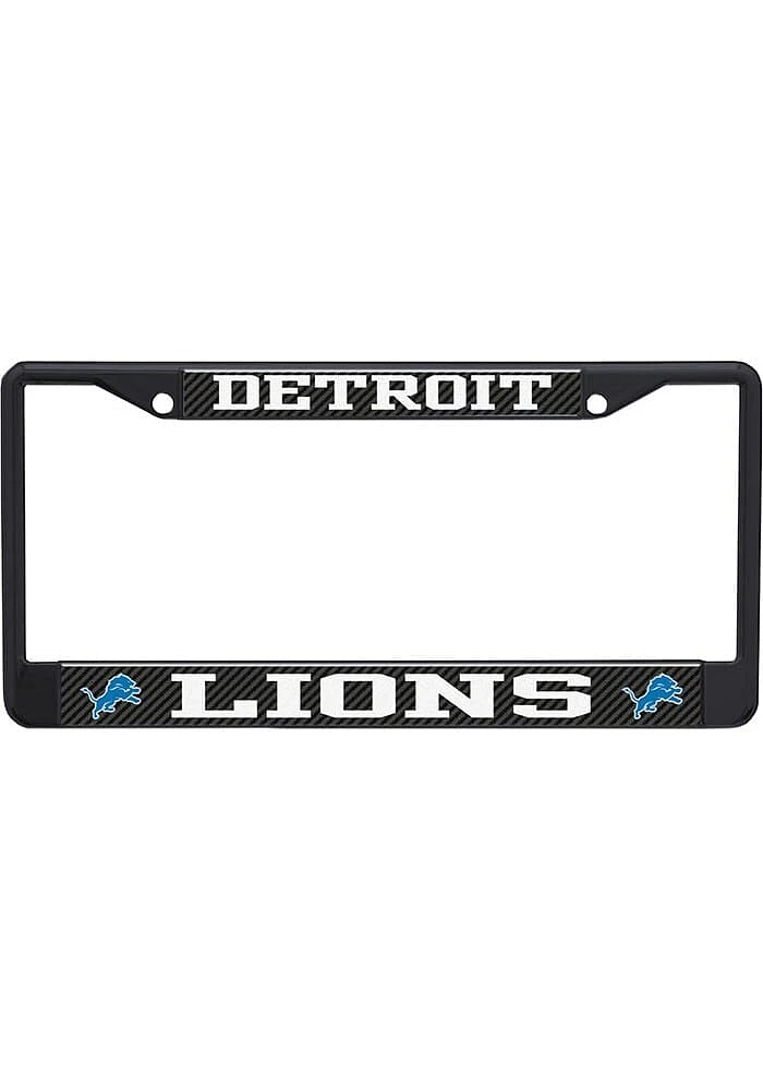 Detroit Lions Carbon Logo License Plate Frame - Black