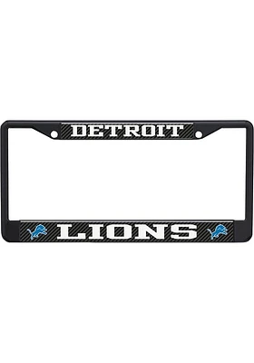 Detroit Lions Carbon Logo License Plate Frame - Black