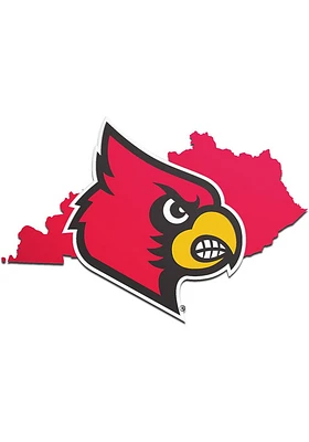 Louisville Cardinals Laser Cut Metallic State Shape Car Emblem - Red
