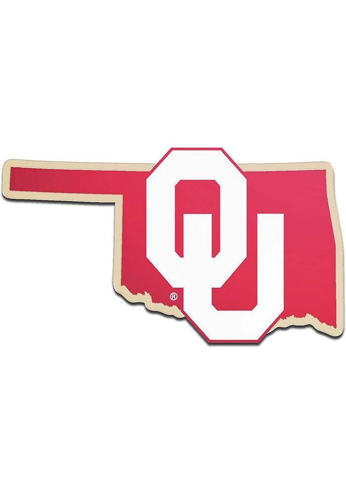 Oklahoma Sooners Laser Cut Metallic State Shape Car Emblem - Maroon