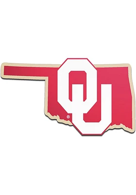 Oklahoma Sooners Laser Cut Metallic State Shape Car Emblem - Maroon