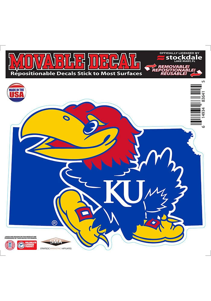 Kansas Jayhawks State Shape Team Color Auto Decal - Blue