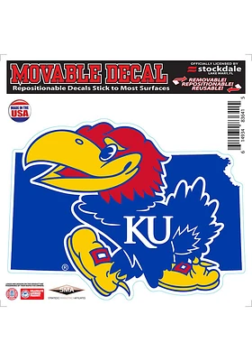 Kansas Jayhawks State Shape Team Color Auto Decal - Blue