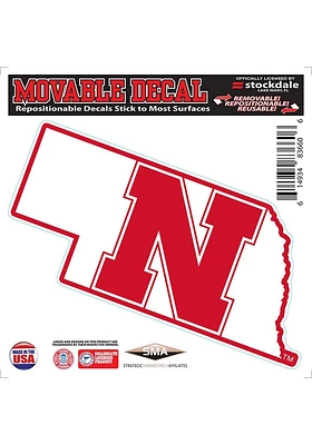 Nebraska Cornhuskers State Shape Team Color Auto Decal - Red