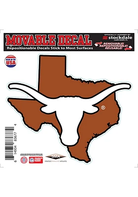 Texas Longhorns State Shape Team Color Auto Decal - Burnt Orange