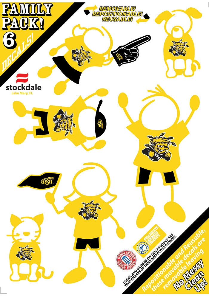 Wichita State Shockers 5x7 Family Pack Auto Decal - Yellow