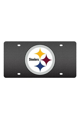 Pittsburgh Steelers Black Carbon Fiber Team Logo Car Accessory License Plate