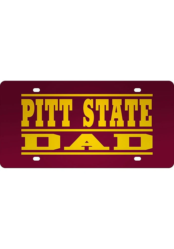 Pitt State Gorillas Red Dad Car Accessory License Plate