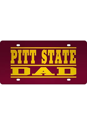 Pitt State Gorillas Red Dad Car Accessory License Plate