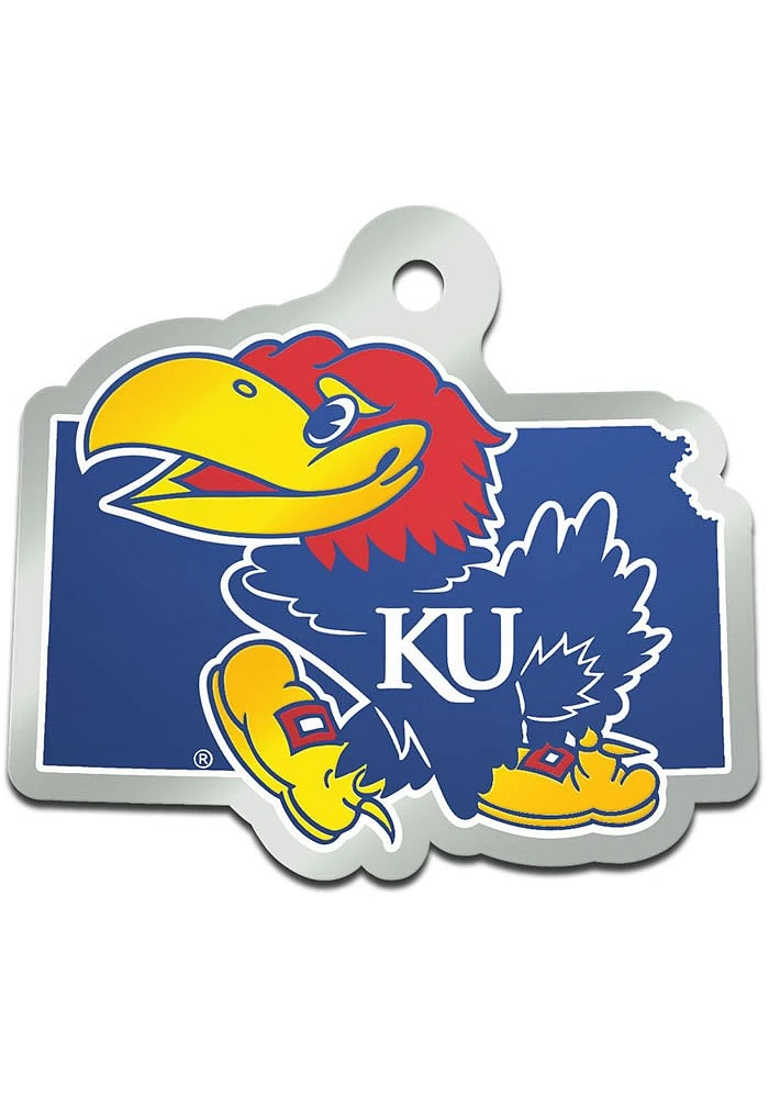Kansas Jayhawks State Shape Team Color Keychain - Blue