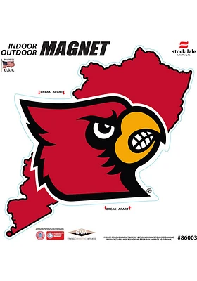 Louisville Cardinals State Shape Team Color Car Magnet - Red
