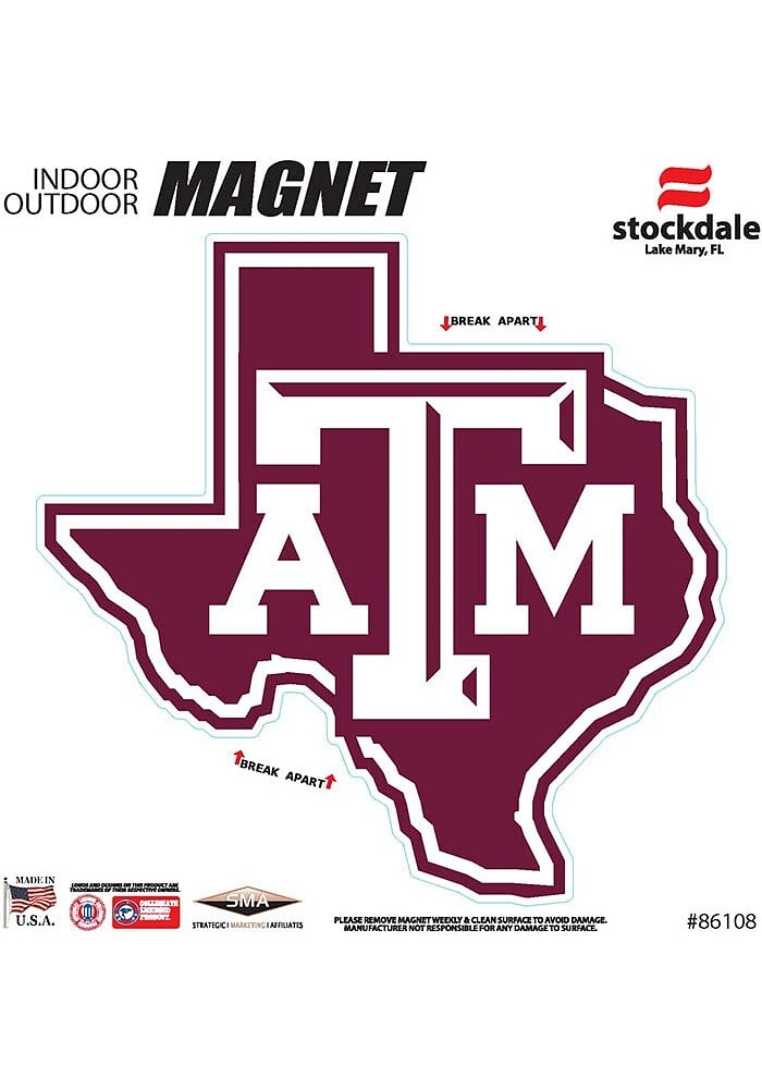 Texas A&M Aggies State Shape Team Color Car Magnet - Maroon