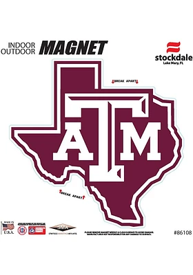 Texas A&M Aggies State Shape Team Color Car Magnet - Maroon