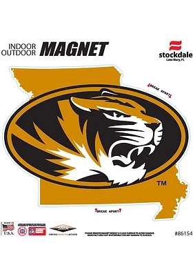 Missouri Tigers State Shape Team Color Car Magnet - Black