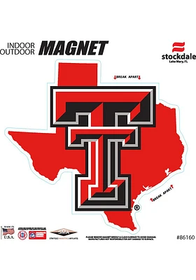 Texas Tech Red Raiders State Shape Team Color Car Magnet - Red