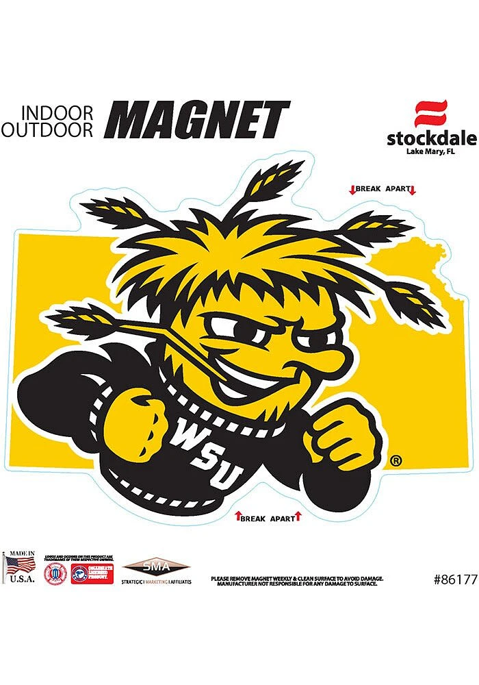 Wichita State Shockers State Shape Team Color Car Magnet - Black