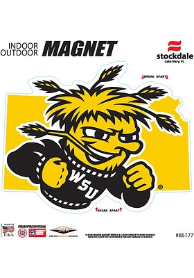 Wichita State Shockers State Shape Team Color Car Magnet - Black