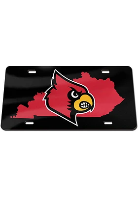 Louisville Cardinals Red State Shape Team Color Car Accessory License Plate