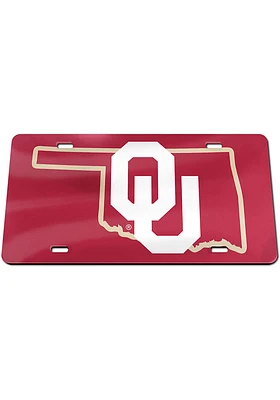 Oklahoma Sooners Maroon State Shape Team Color Car Accessory License Plate