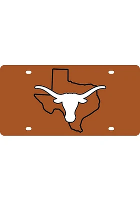 Texas Longhorns Burnt Orange State Shape Team Color Car Accessory License Plate