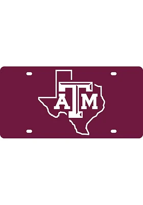 Texas A&M Aggies Maroon State Shape Team Color Car Accessory License Plate