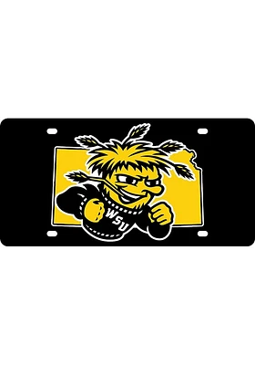 Wichita State Shockers Black State Shape Team Color Car Accessory License Plate