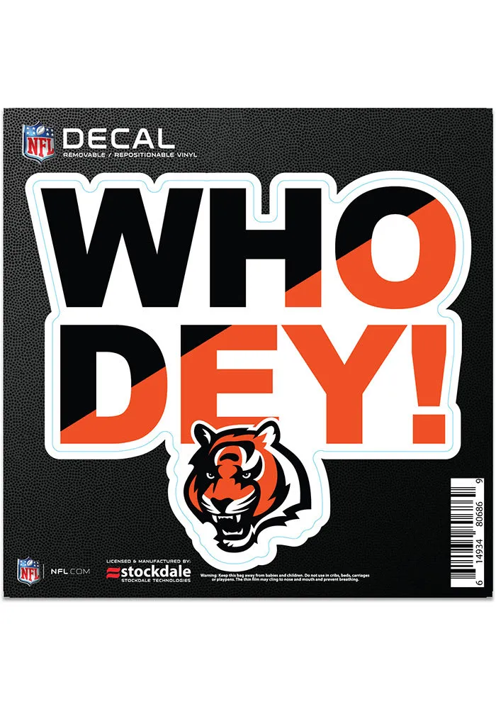 Cincinnati Bengals 6x6 Repositionable Expression Logo Auto Decal - Orange