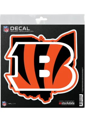 Cincinnati Bengals 6x6 State Shape Auto Decal - Orange