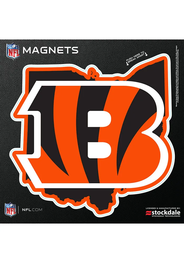 Cincinnati Bengals 6x6 State Shape Logo Car Magnet - Orange