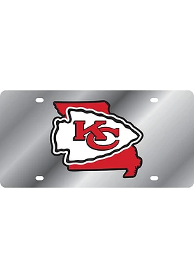 Kansas City Chiefs Red Mirror Background State Shape Car Accessory License Plate
