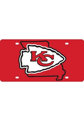 Kansas City Chiefs Red Team Color State Shape Car Accessory License Plate
